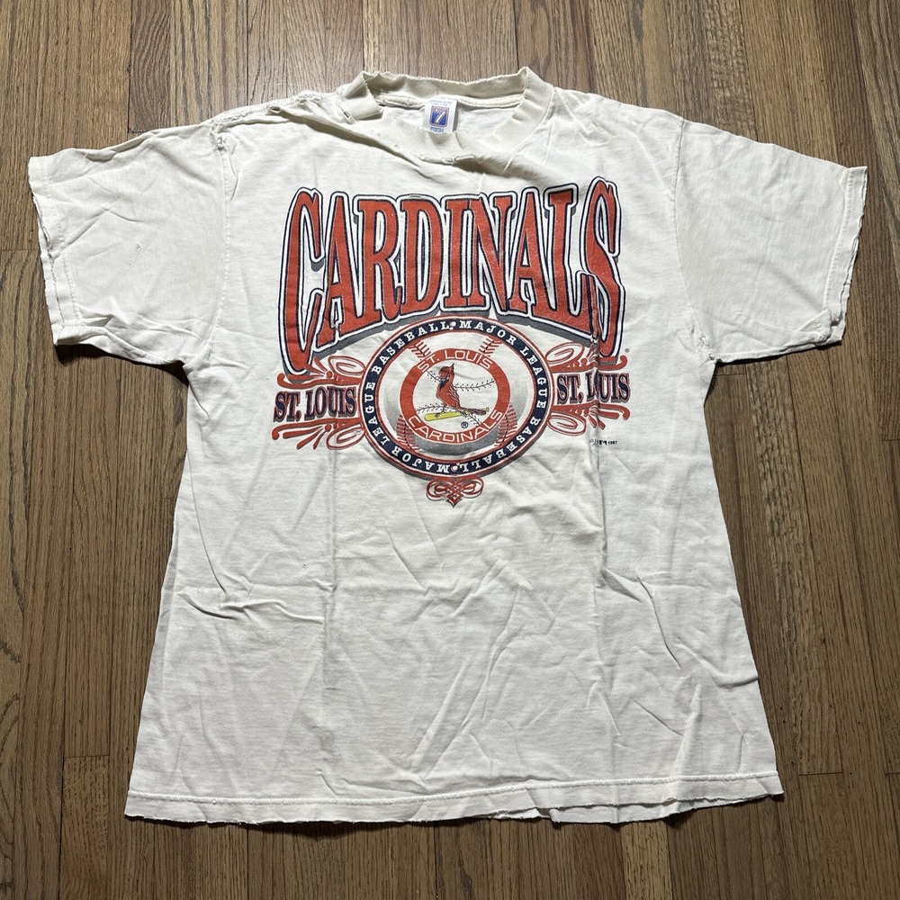 Vintage 1990s Saint Louis Cardinals Baseball Logo 7 Shirt SZ L Distressed STL